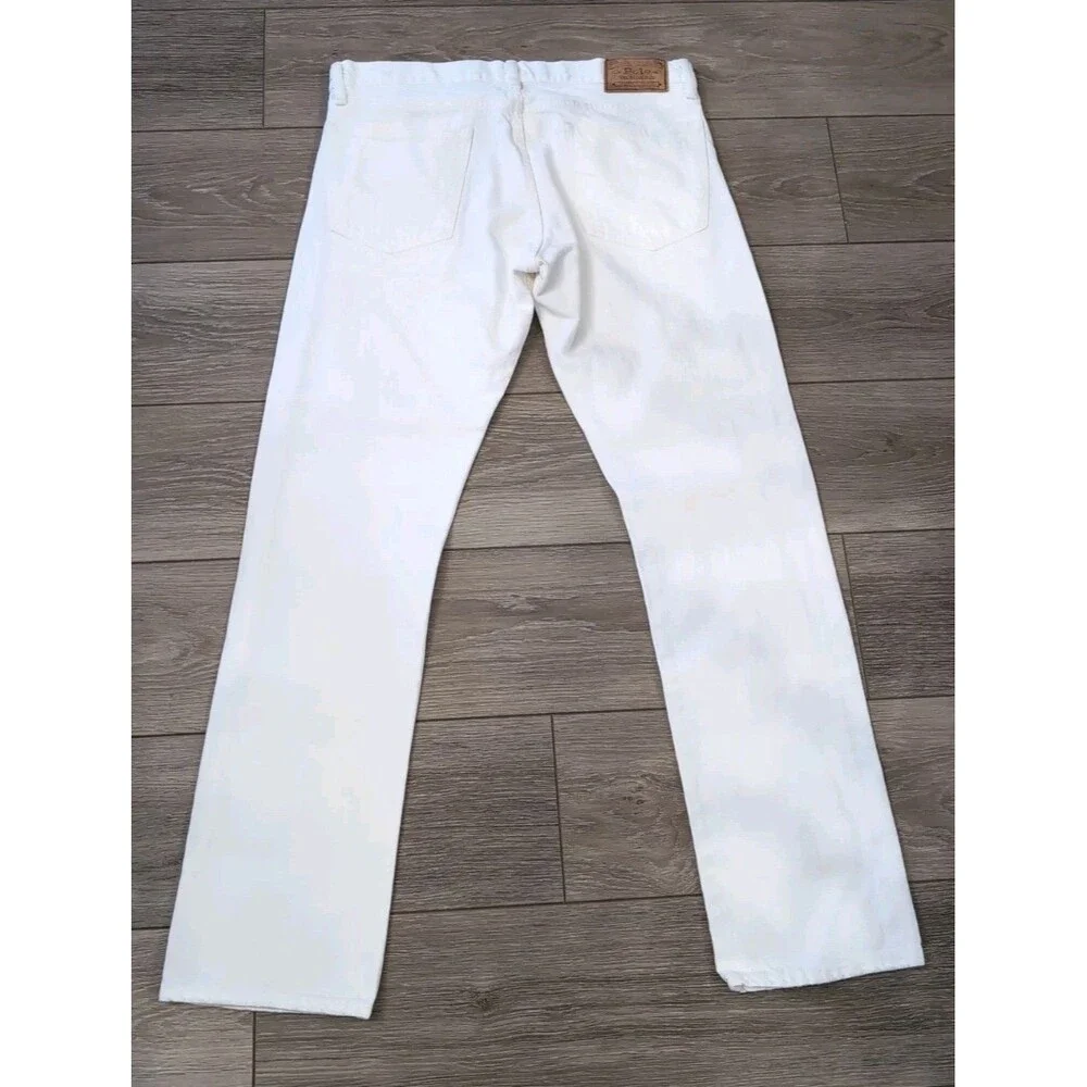 POLO RALPH LAUREN HAMPTON STRAIGHT MEN'S DENIM JEANS HUDSON WHITE 33X32  EUC